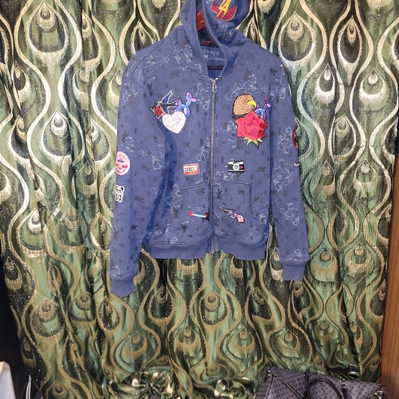 Custom Designer LA40 Zipper Hoodie sweater, size Large mens - Picture 5 of 7